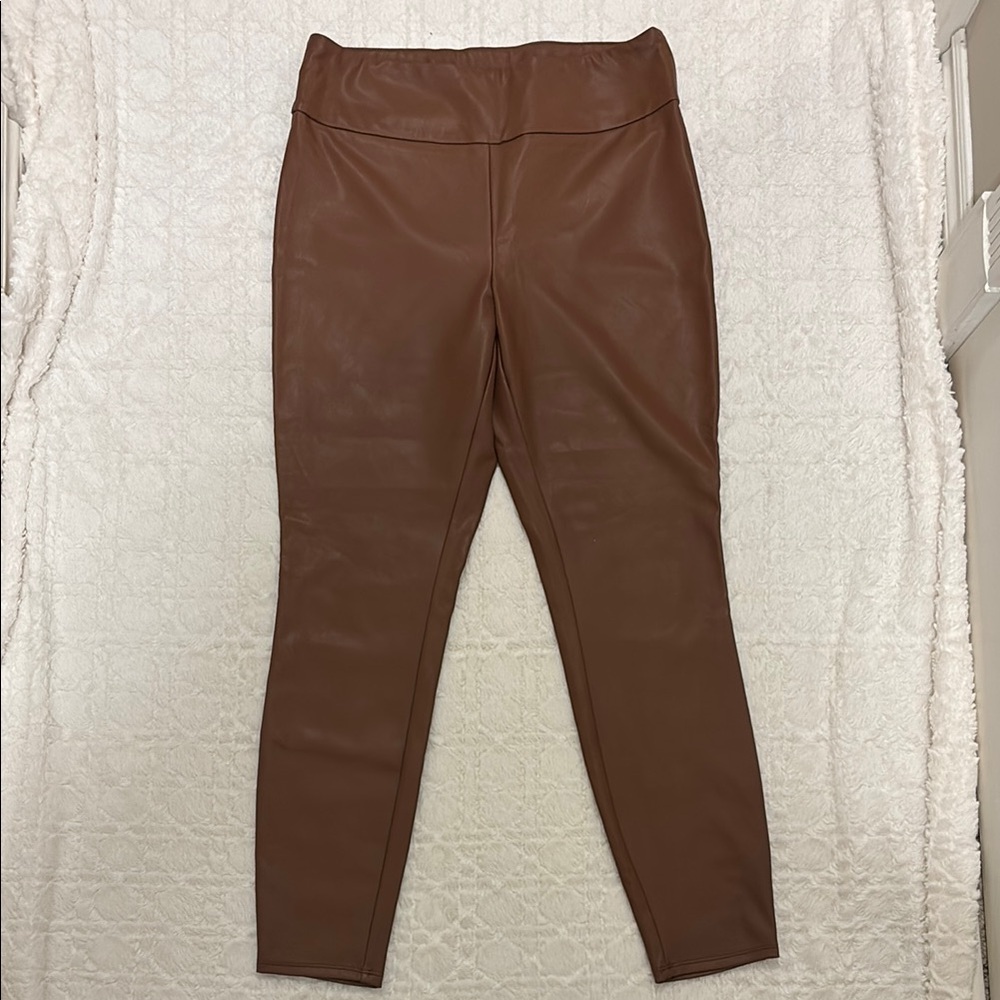 Brown Faux Leather Leggings